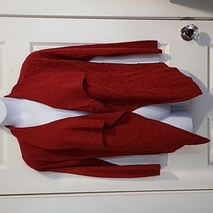 Coldwater Creek, red, knit, open front, sweater. Size S.